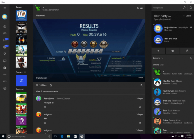 xbox one windows 10